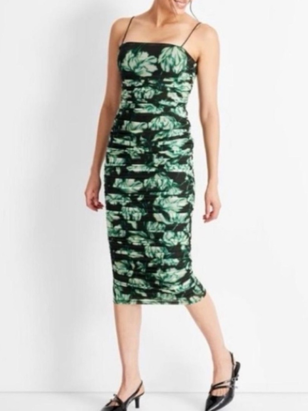 Future Collective Floral Ruched Midi Dress